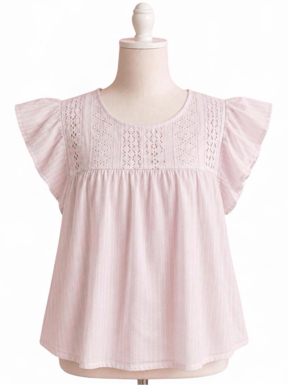 Ella Moss Blush Pink Eyelet Knit Top